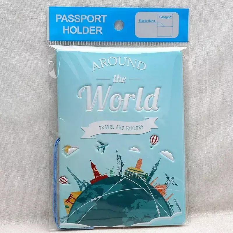 Funda de pasaporte de viaje creativa para hombres y mujeres, billetera con letras, soporte de dirección de identificación de cuero Pu, accesorios de viaje de embarque portátiles