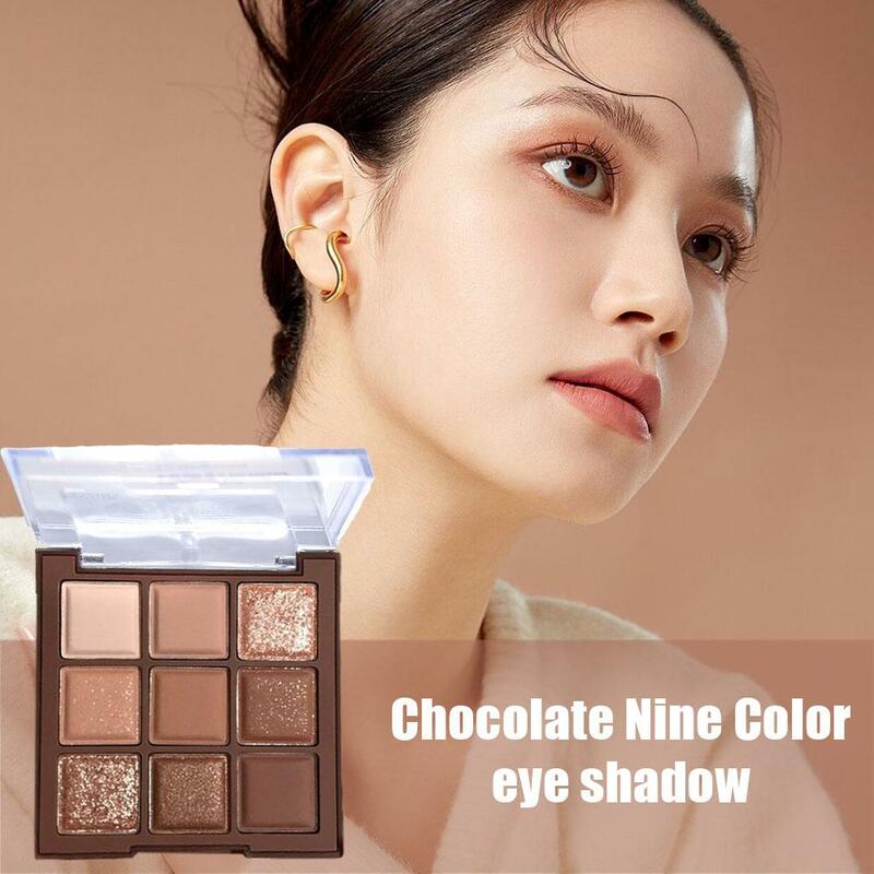 Chocolate Warm Brown Eye Shadow 9 Color Affordable Flash Brown Earth Eye Matte Pearl Color Shadow Shadow Plate Makeup Orang H0A4