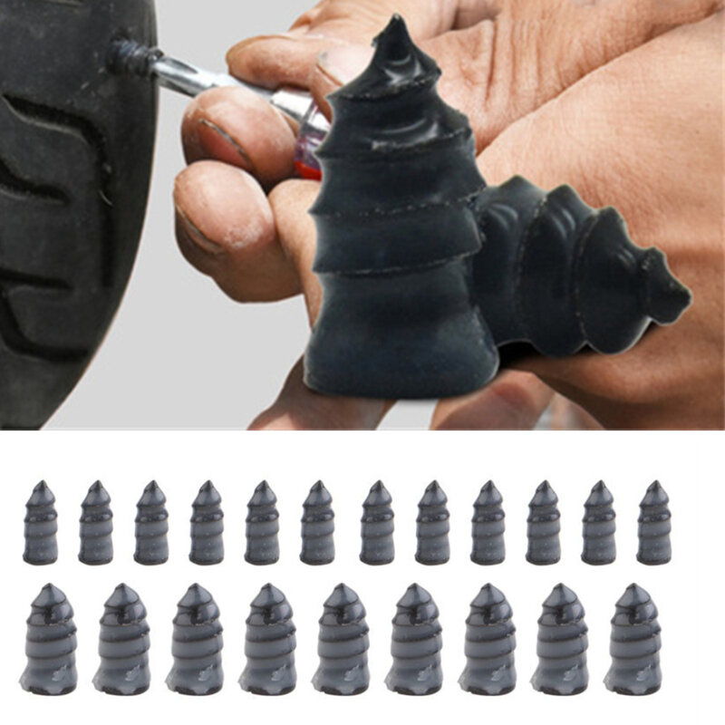 20 piezas tornillos autorroscantes de goma para reparación de neumáticos de coche, silicona, tapón de neumático, reparación de goma, cemento
