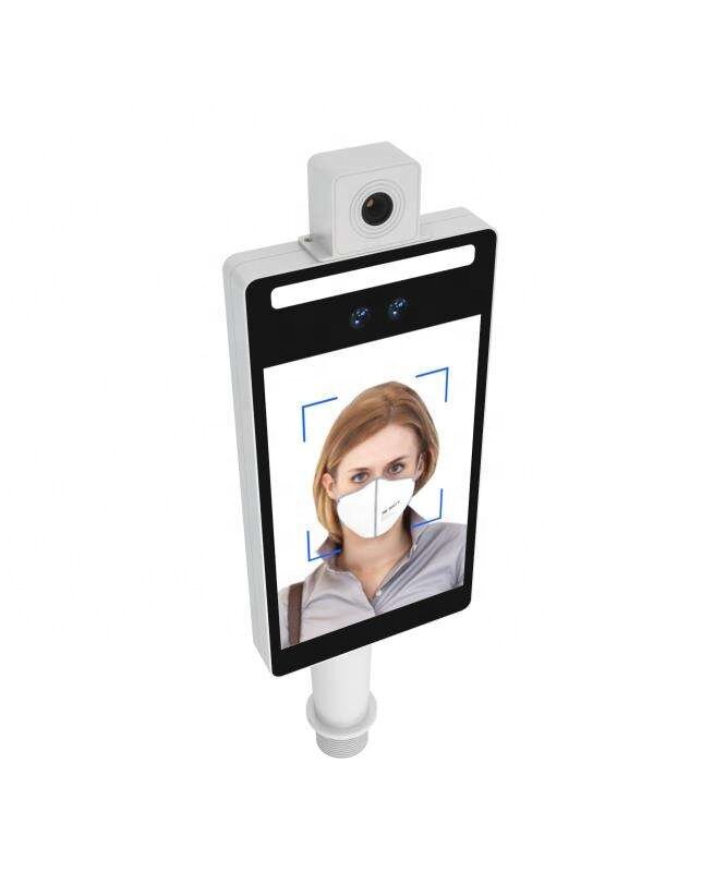 Máquina do reconhecimento facial da máscara facial do sensor de temperatura com sistema de android e exibição da detecção do temp