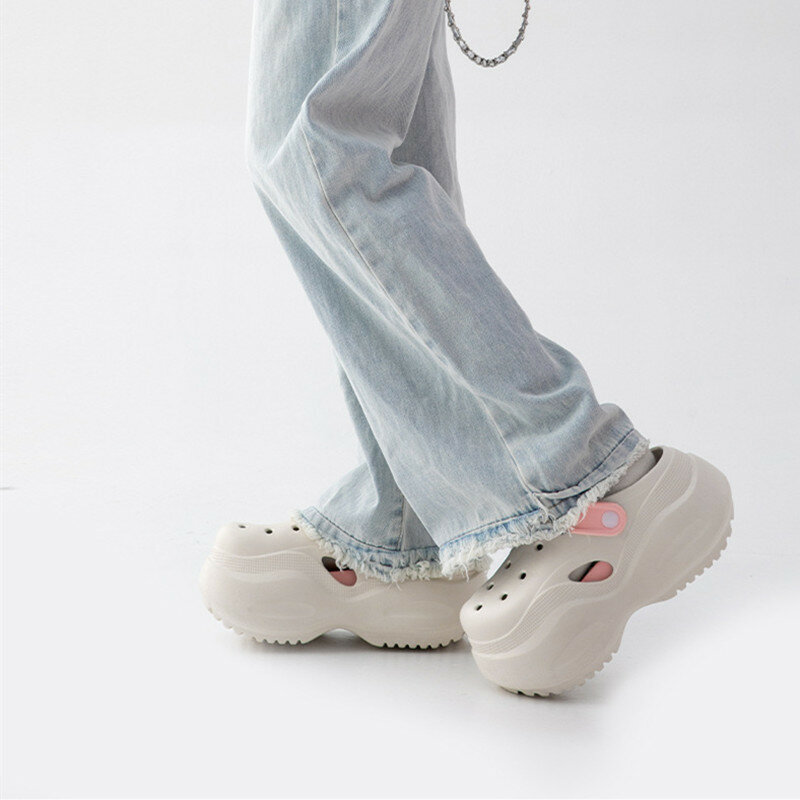 Sandálias de jardim de sola grossa para mulheres, sapatos de verão, sapatos de rua SlippersBeach, EVA 7,5 cm, 2024