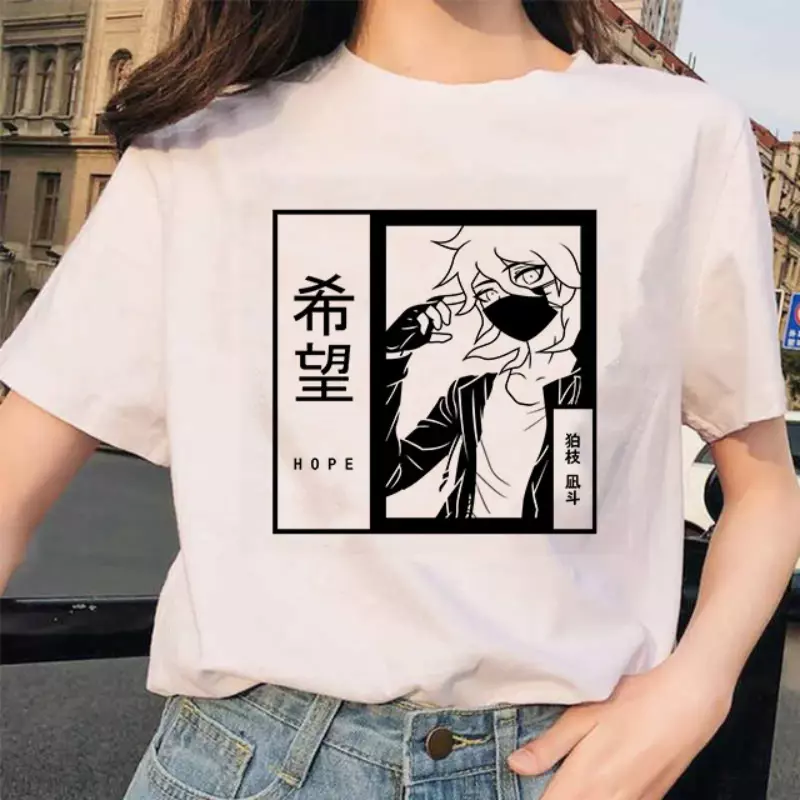 Kaus Harajuku lengan pendek uniseks, atasan bercetak kartun Anime lucu musim panas modis jalanan tinggi kasual leher bulat lengan pendek