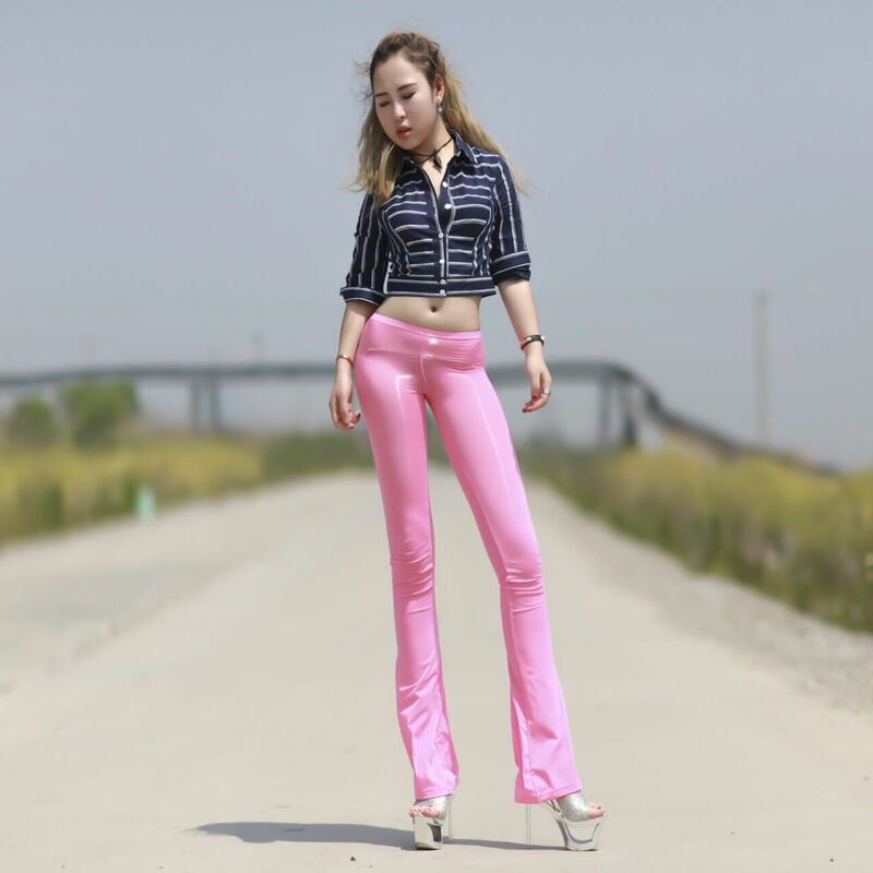 Kobiety Lady seksowne spodnie legginsy Slim przejrzyste rozciągliwe perspektywy stylowe