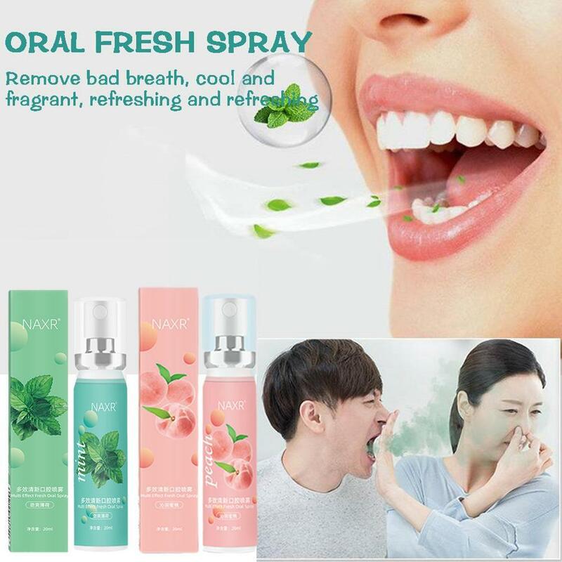 Breath Peach Mint Freshener Spray, Respiração frutada, Spray de hortelã, Tratamento líquido refrescante, odor halitose, 2023 Mouth Care Fresh, N5Q2, 20ml