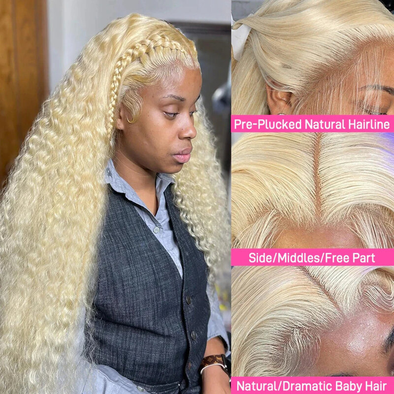 613 Honey Blonde Color 13x6 Lace Frontal Wig Water Curly HD Transparent Brazilian Remy 13x4 Loose Deep Wave Front Human Hair Wig