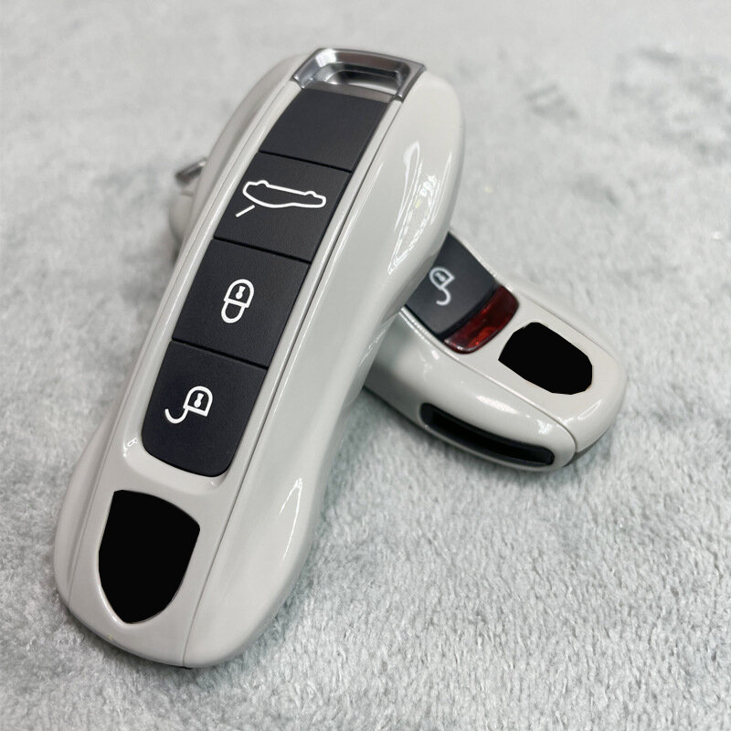 Key Case Sub-Grey Cover Shell for Porsche 718 911 Panamera Cayenne Macan Boxster Cayman Remote Control Fob Replace Accessories