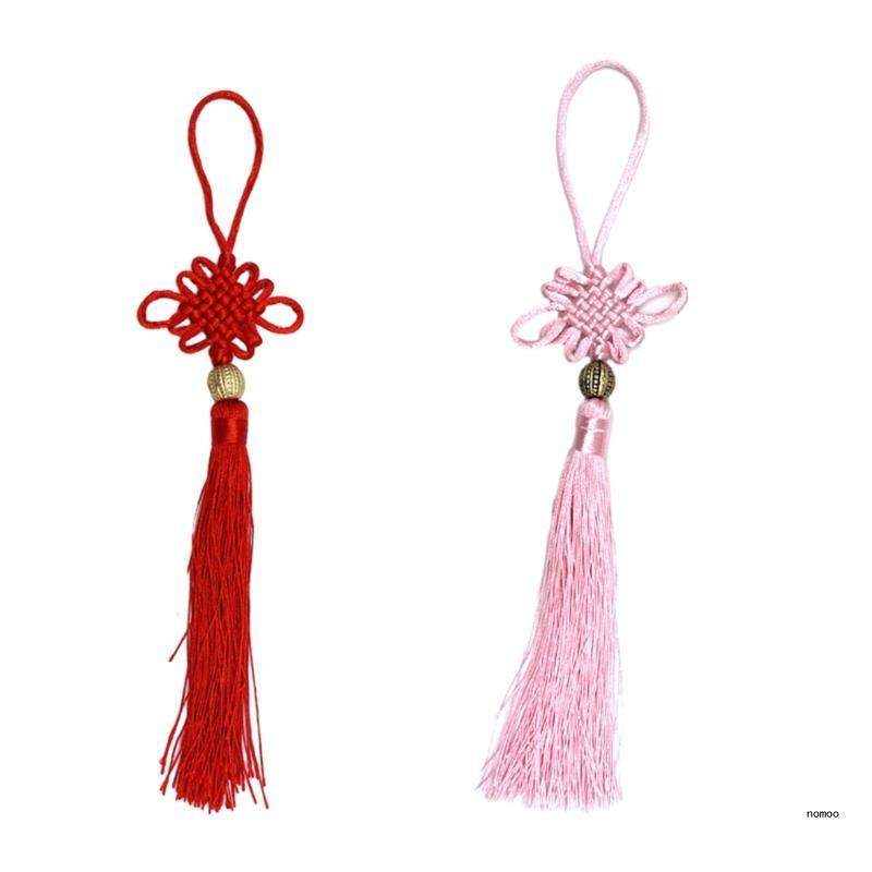 Colgante borlas con nudo chino tejido a mano, amuleto suerte hecho a mano, decoración colgante para llavero, bolso,