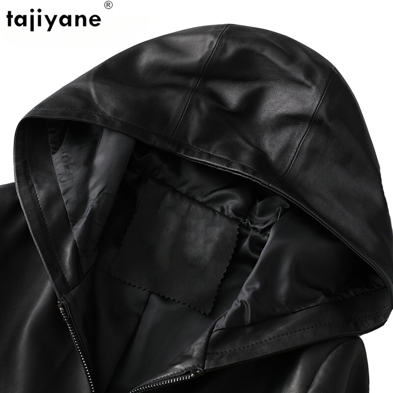 Женская куртка с капюшоном Tajiyane, весенняя куртка из 100% натуральной овечьей шкуры, 2023