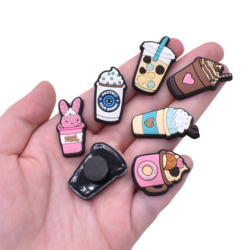 PVC milk tea cup detachable shoe buckle charms accessories decorations for sandals sneaker clog wristbands woman girls gift DIY