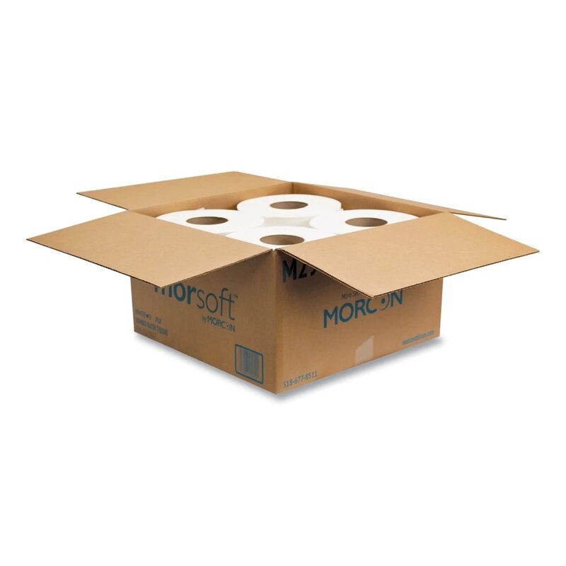 Papel higiénico Jumbo, caja fuerte séptica, 2 capas, blanco, 3,3 "x 700 pies, 12 rollos/cartón