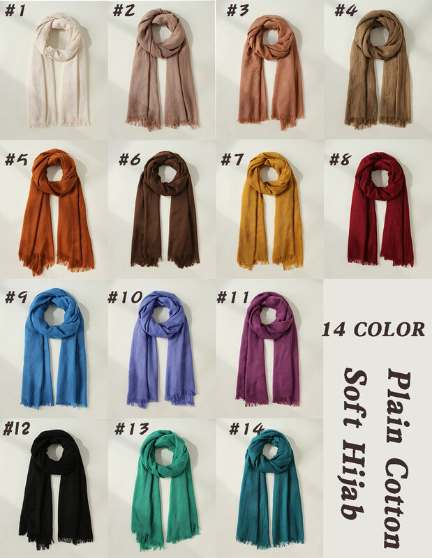 부드러운 리넨 짠 코튼 스카프, 무슬림 대형 히잡 일반 랩, 고품질 머리띠, 긴 스카프, 패션 숄, 190x100cm