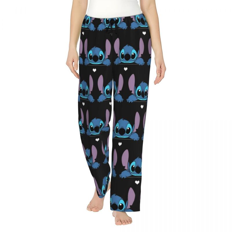 Vrouwen Cartoon Animatie Steek Pyjama Broek Custom Print Slaap Nachtkleding Broek Met Zakken