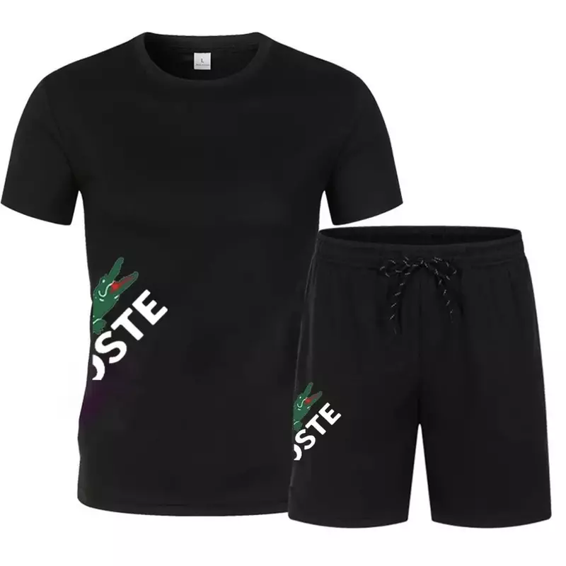 Summer Sportswear Suit Men'S Fashion Two-Piece Sports Fitness Running Casual Quick Drying Short Sleeved Shorts Set For Men
