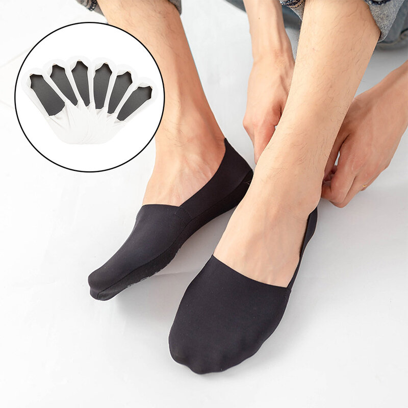 ถุงเท้าแบบมองไม่เห็นสำหรับผู้ชายระบายอากาศได้ถุงเท้าผ้าไหมน้ำแข็งสำหรับฤดูร้อนไม่โชว์3คู่