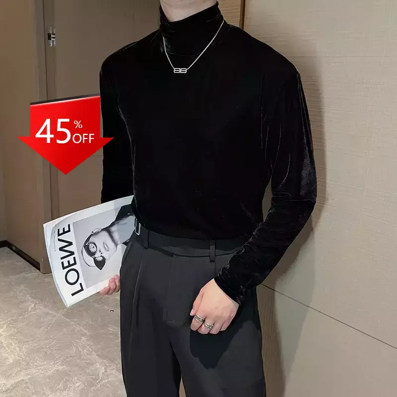 Y2K Mock Neck Suit with Long Sleeves sweater men knitted sweater sueter masculino listrado bear jumper men clothing sweater