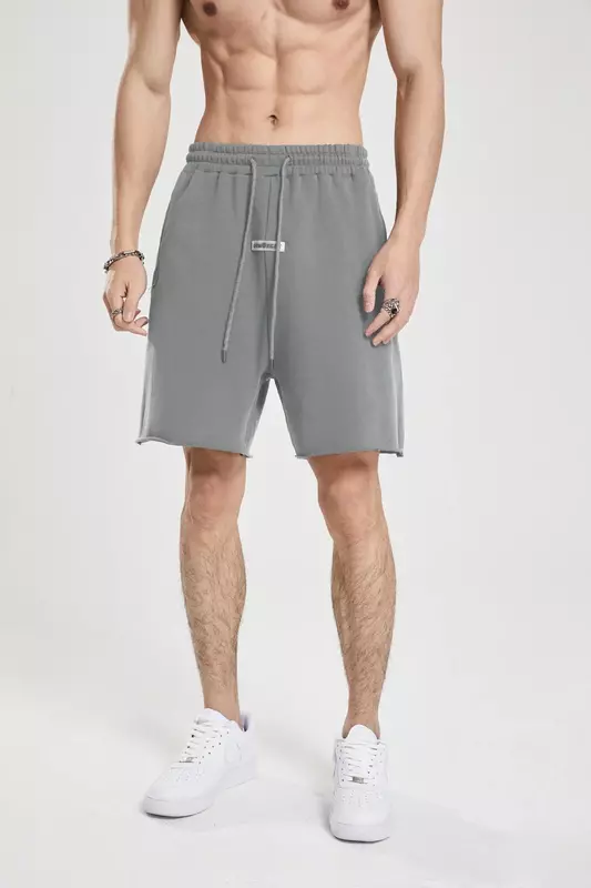 Celana olahraga pria wanita, celana pendek katun kasual lima titik luar ruangan untuk lelaki dan perempuan musim panas