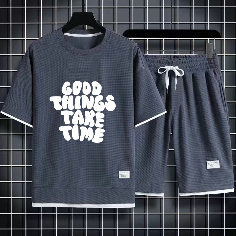 Neue Herren zweiteilige Sets gute Dinge Taxe Time T-Shirt und Shorts Sommer hochwertige Herren Sporta nzug Harajuku Casual Trainings anzug