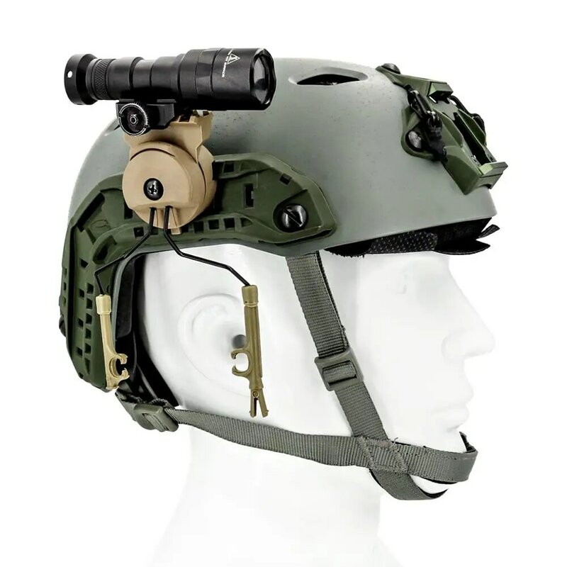 TS TAC-SKY Headset Taktis Comtac II III Braket Cepat Ops Core Helm Adaptor Rel Busur dan Kit Pemasangan Senter Taktis
