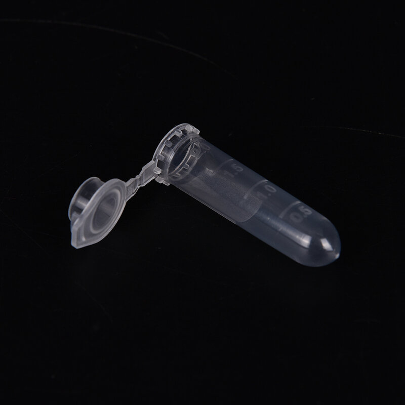 Tubo de ensayo de microcentrífuga, viales de plástico transparente, contenedor con tapa a presión para almacenamiento de muestras de laboratorio, 2ml, 100 Uds.