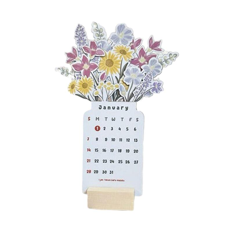 Calendario da tavolo 2024 ornamento da tavolo creativo calendario mensile Planner calendario da tavolo floreale per regalo Festival di capodanno in ufficio