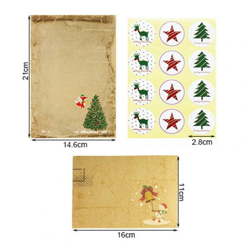 Vintage Christmas Kraft Letter Pad set Cartoon Pattern Santa Claus Christmas Envelopes Writing Paper Invitation Greeting Card