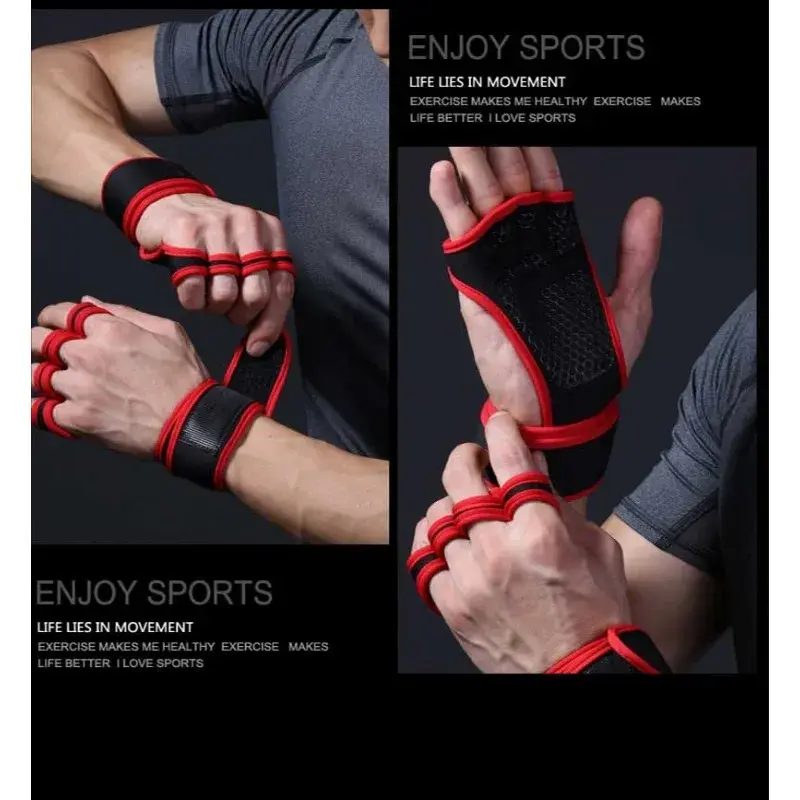 Guanti per Body Building da allenamento per sollevamento pesi uomo donna guanti protettivi per il polso con palmo da palestra neri guanti da ciclismo per sport all'aria aperta