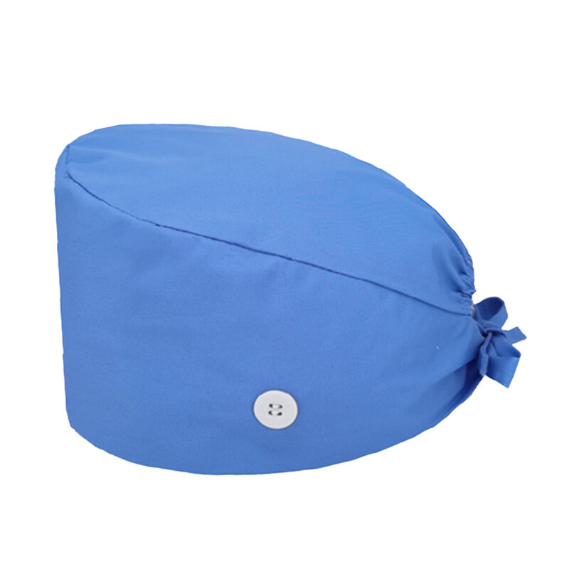 Scrub Caps Solid Color Surgical Hat with Button Beauty Salon Care Caps