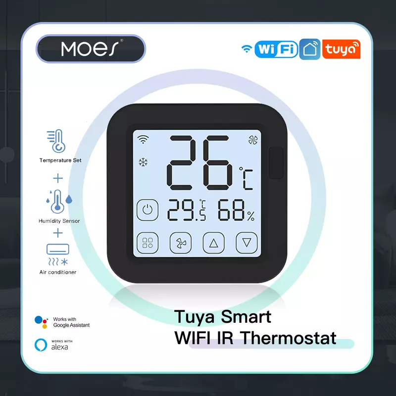 Беспроводной инфракрасный термостат MOES Tuya с ЖК-экраном и сенсорной кнопкой