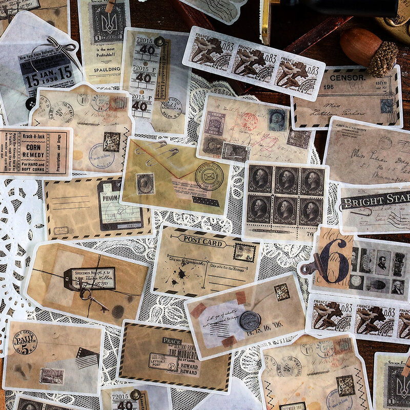 8 confezioni/lotto di tempo Old Lett series retro message paper masking washi sticker