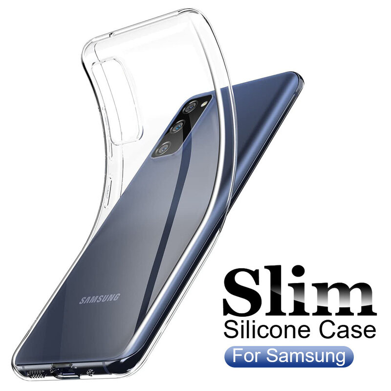 Custodia morbida Ultra sottile per Samsung Galaxy S23 S22 S21 S20 Note 20 Ultra 10 S10 S9 Plus 9 8 Cover posteriore in Silicone trasparente
