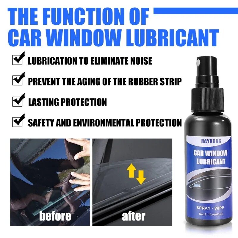 Car Window Lubrication Spray, Selante de faixa de teto solar, Lubrificação Strip, Suavização Maintenance Tool, Lock Rails, 60ml
