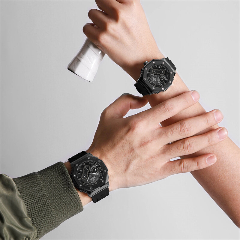 NAVIFORCE Couple Wristwatch Silicone Strap Sport Quartz Watch Fashion Chronograph Waterproof Luminous Date Clock for Male Female