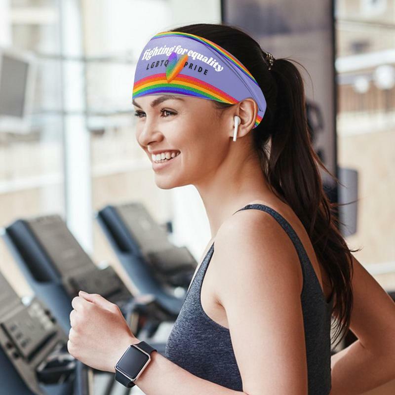 Headband colorido do arco-íris para homens e mulheres, Sweat Wicking e Sweatbands, Headbands Sports Rainbow, Acessórios Unisex Pride, Decoração