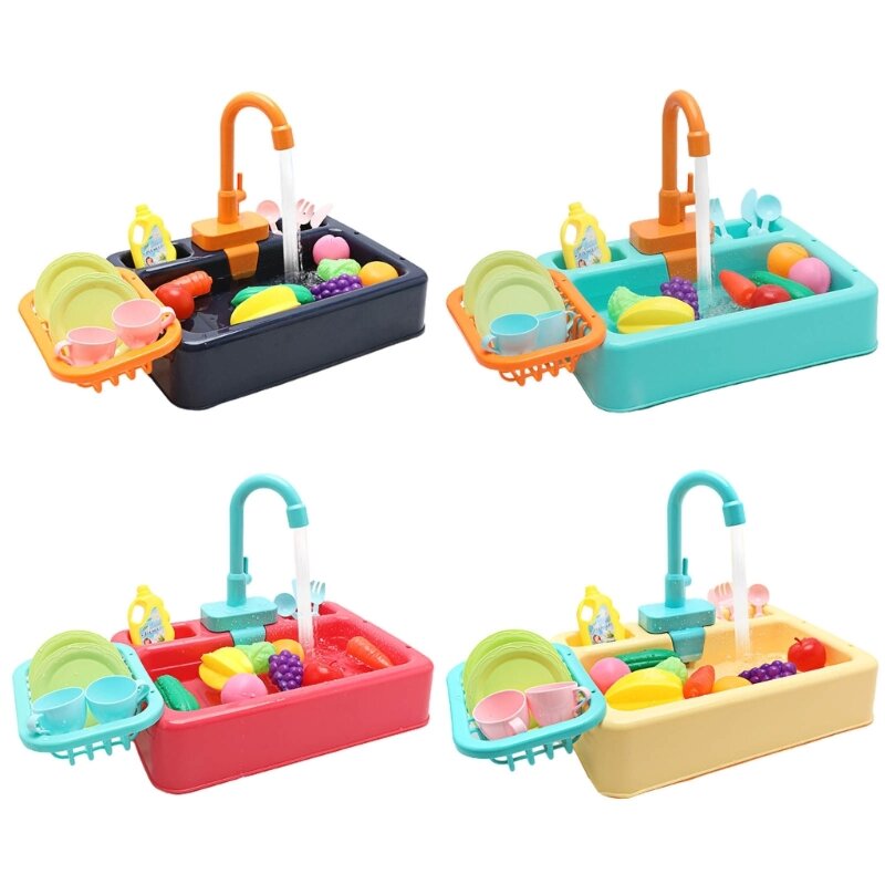 Игрушка для мытья посуды, игрушка для кухонной раковины, игрушечный игровой домик, игрушка для мытья в посудомоечной машине с бегущей водой, игрушка для ролевых игр Монтессори