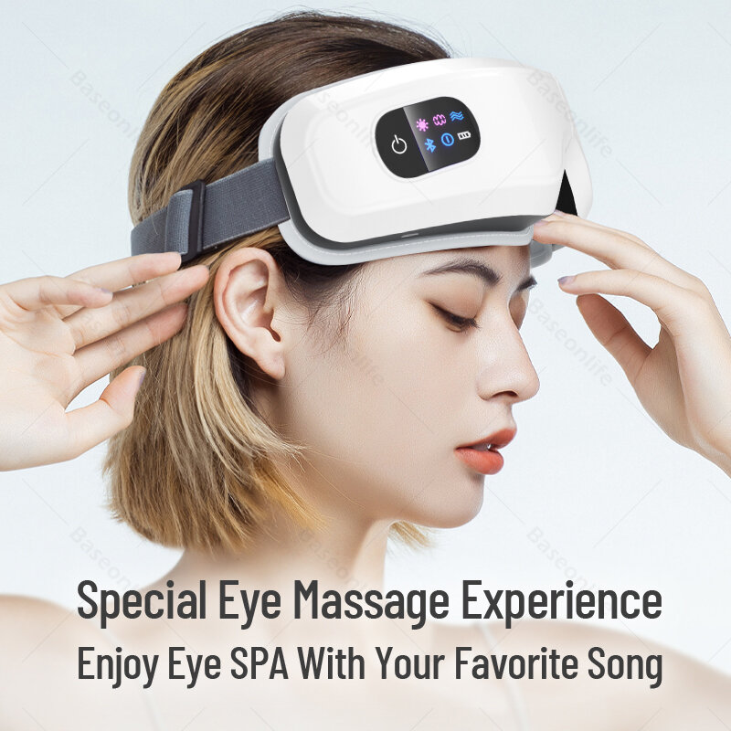 Massaggiatore per gli occhi maschera per gli occhi riscaldata con massaggio a compressione musica per l'emicrania, occhi secchi, affaticamento degli occhi, sollievo dalle occhiaie migliora il sonno