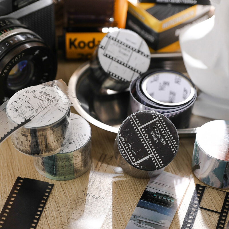 25mm*2m Retro Film Theme PET Tapes DIY Scrapbooking Collage Stationery Decor Journalling Materials Ins Adhesive Tapes