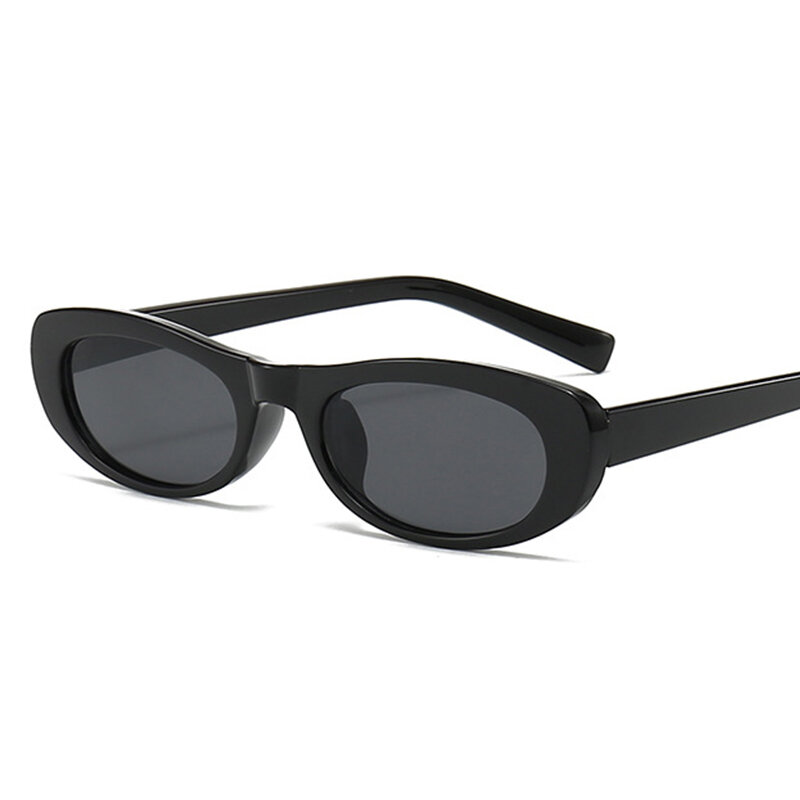 Gafas de sol de ojo de gato para mujer, lentes rectangulares de marca de lujo, pequeñas, ovaladas, negras, a la moda, UV, 2023