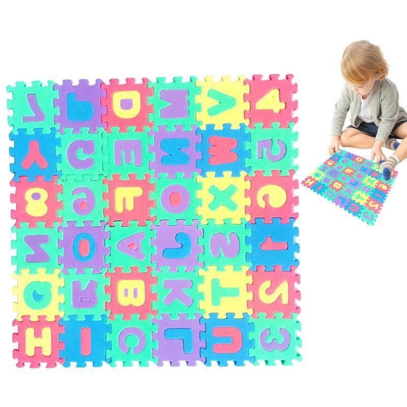 Telhas de assoalho de espuma jogam tapetes, alfabeto e números, abre mentes infantis, família, 36 telhas