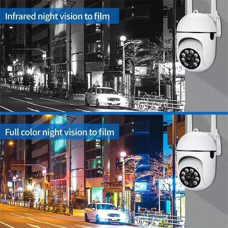 Wifi kamera IP 5MP zewnętrzny bezprzewodowy kamery monitorujące CCTV kolorowy noktowizor wykrywa 4x cyfrowy Zoom IP66 wodoodporny