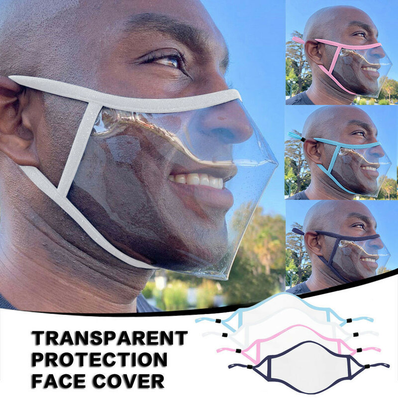 Mascarilla transparente a la moda para adultos, máscara cómoda impermeable con ventana transparente, expresión Visible para sordos y personas con problemas de audición