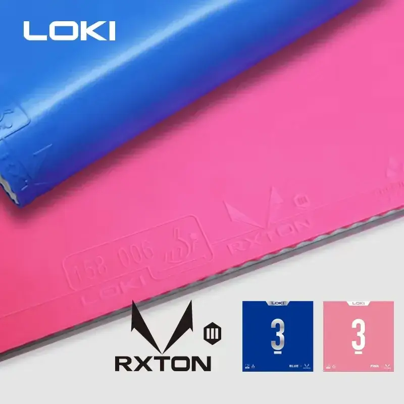 Loki-rexton 3卓球ゴム、ピンポンゴム、強力なゴムスポンジ、粘着性、オリジナル、青とピンク