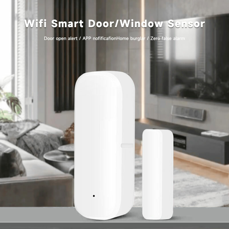 Tuya detektor pintu Sensor jendela, WiFi rumah pintar detektor pintu nirkabel aplikasi kehidupan pintar Remote Control untuk Alexa Google rumah