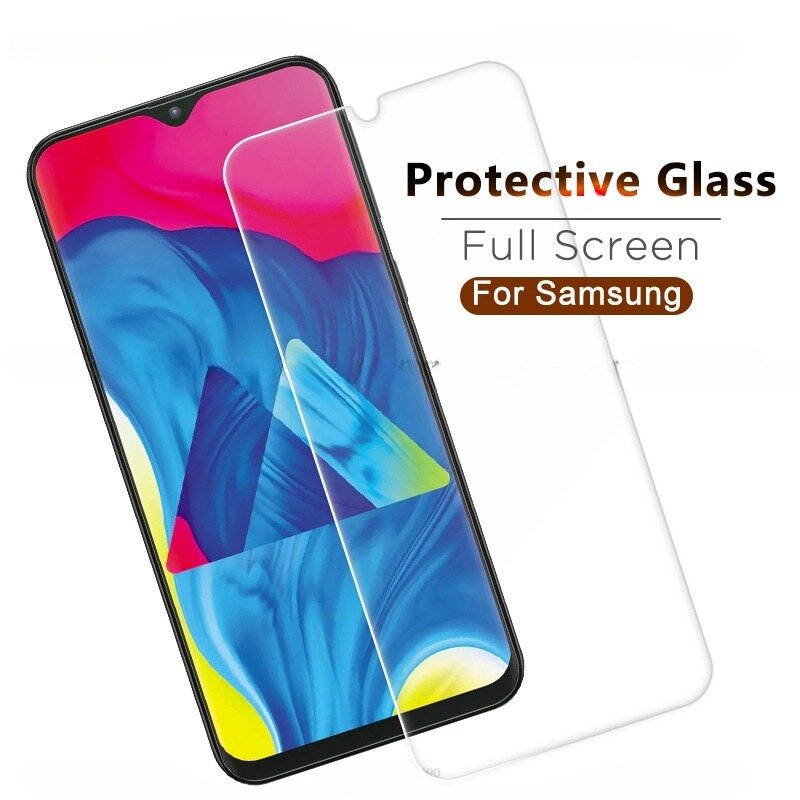 Pelindung kaca, 2 buah pelindung layar untuk Samsung Galaxy A50 A30 2019 M10 M20 M30 untuk Samsung A10 A40 A60 A70 A90 A50