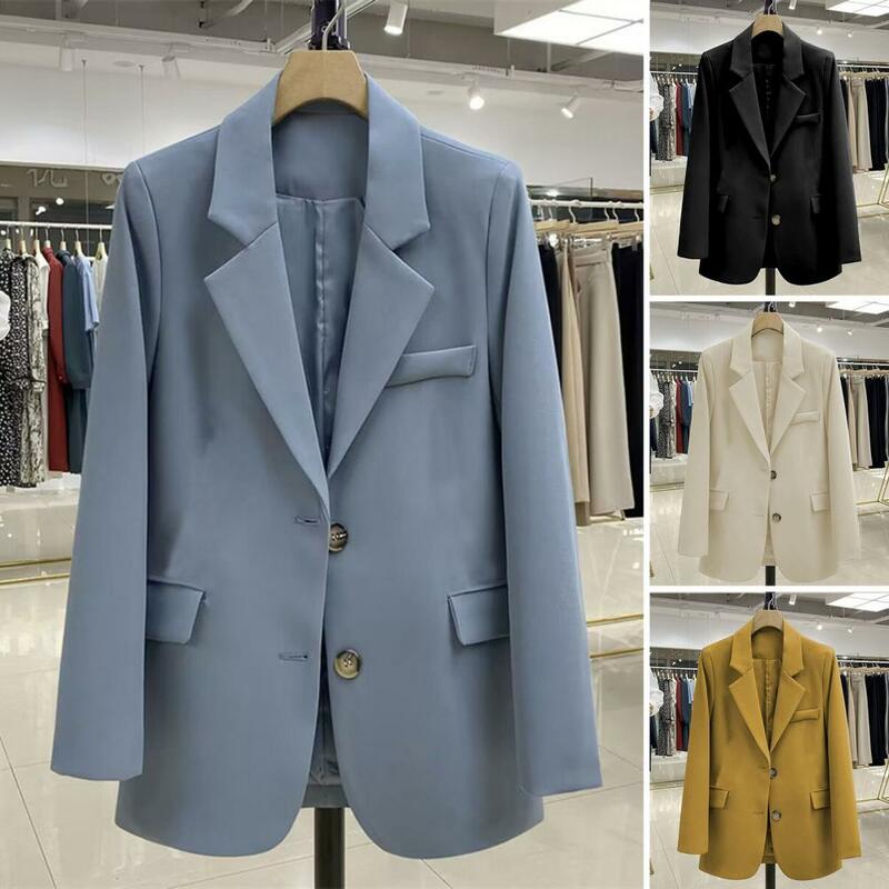 Casaco leve de peito único feminino, estilo de escritório formal feminino macio, casaco de negócios profissional, 1pc