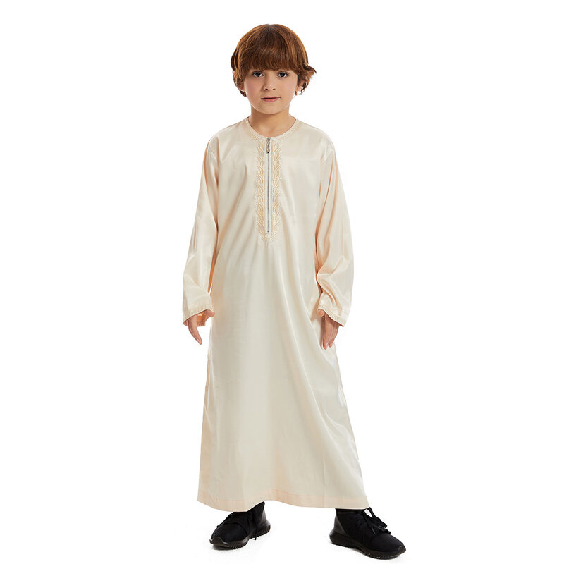 New2024 Dubai Arab Muslim Kids Boys Clothes Abaya Caftan Robes Islamic Ramadan Clothing Oman Arabic Qatar Child Kaftans Costumes