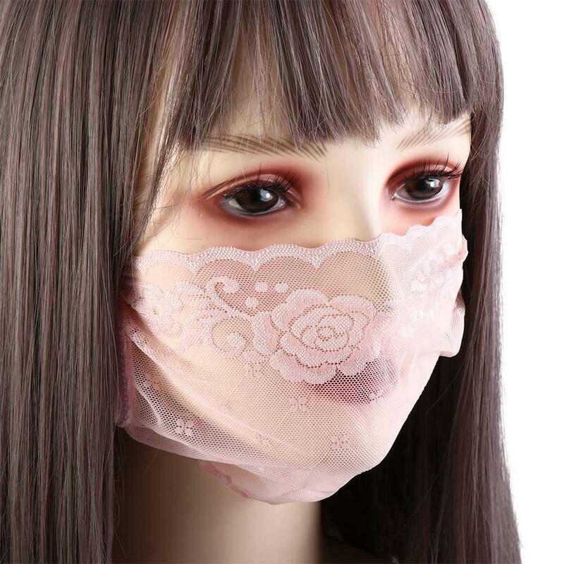 Fashion Breathable UV Protection Solid Color Hanging Ear Mask For Women Fishing Face Shield Sunscreen Mask Lace Mask Face Cover