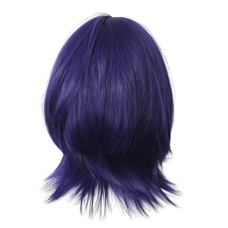 Untuk Wig Genshin Purple Impact Cos Wanderer Skirmisher Cos Pot Head Style rambut pendek Wig Anime untuk Cosplay