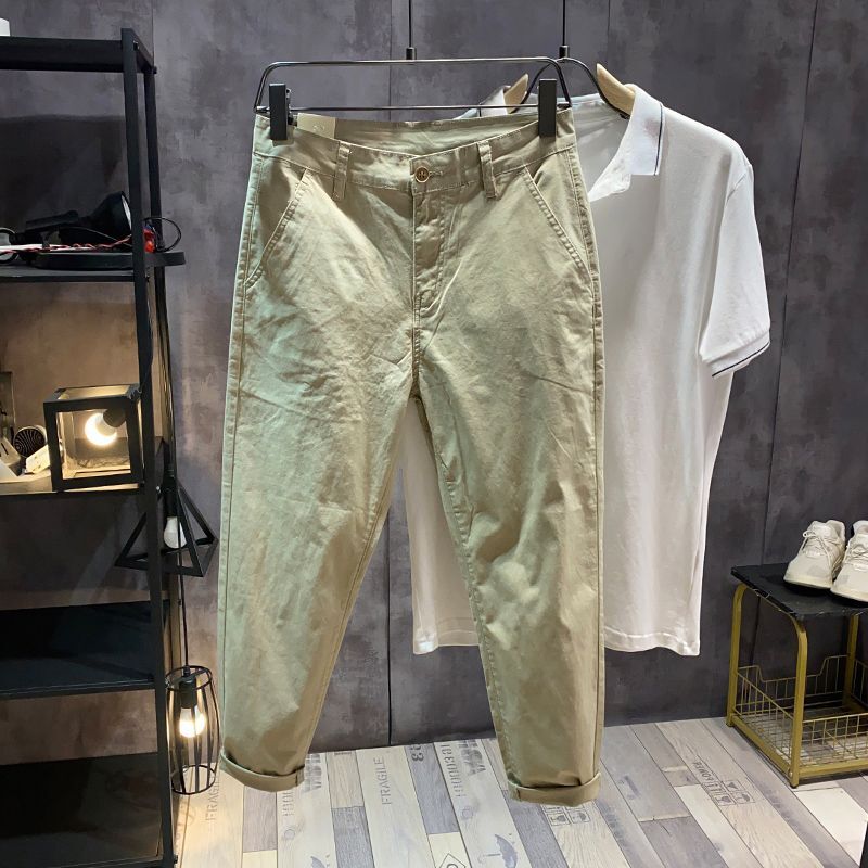 2024 New Trendy Versatile Korean Summer Thin Men's Pocket Zipper Solid Color Fashion Casual Loose Conical Ankle Length Pants