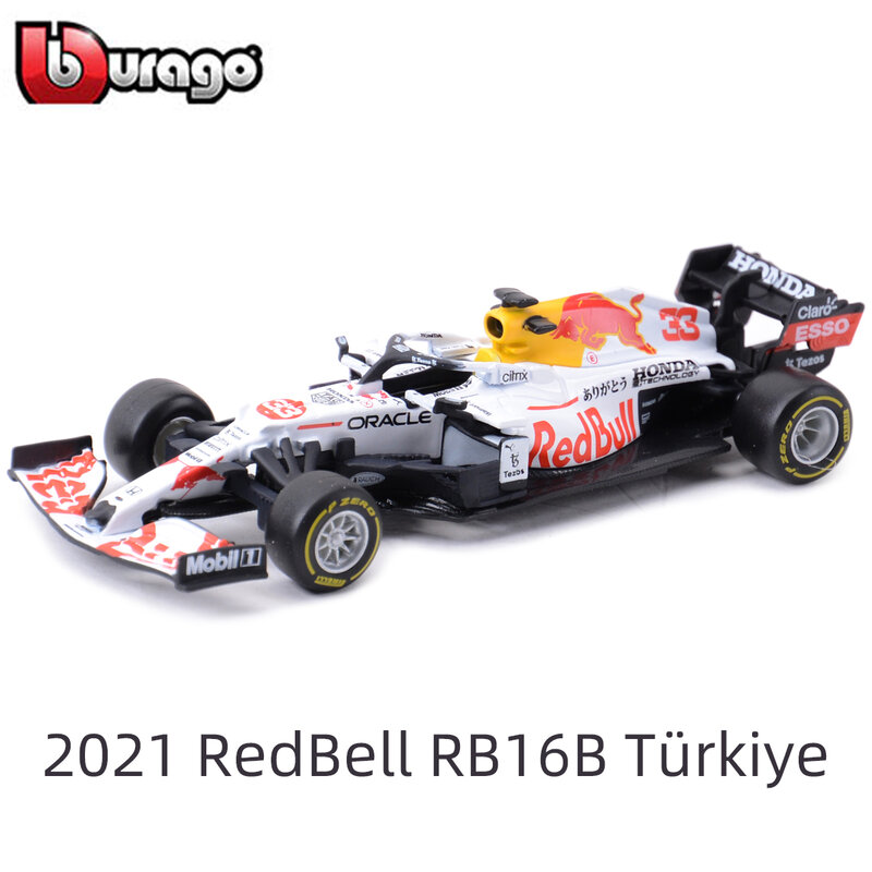 Bburago 1:43 2021 F1 Redbull Honda RB16 RB16B #11 Perez /33 Max Turkish White Painting Formula Racing Diecast Model Car
