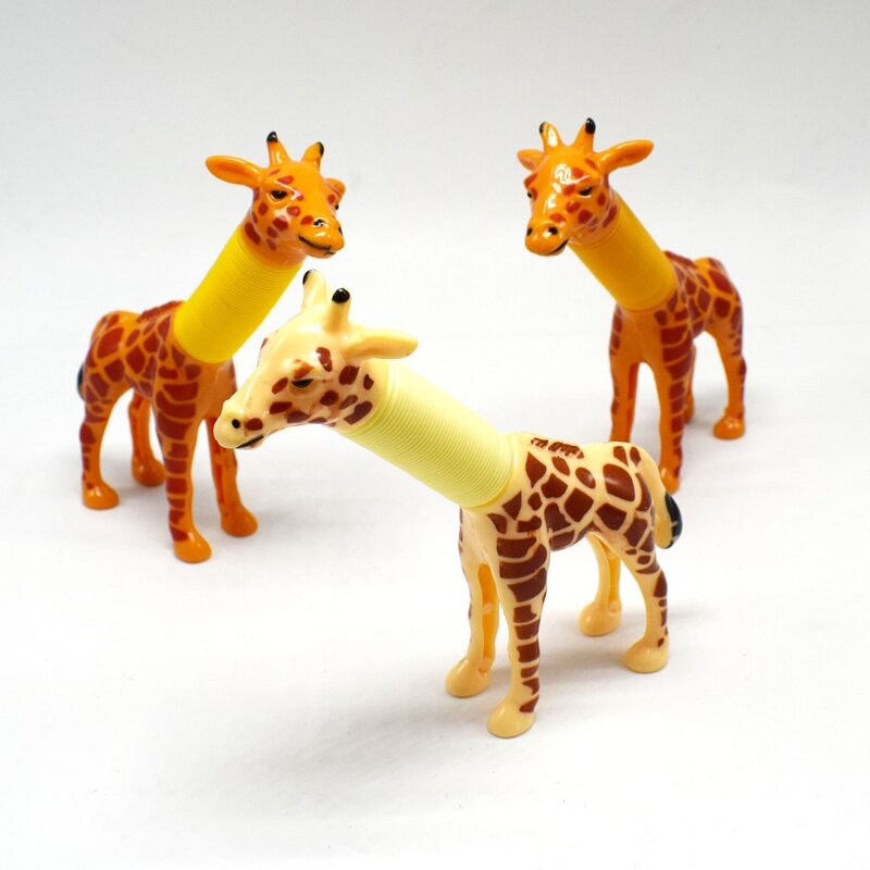 1 pz Anti Stress divertente intercambiabile Fidget giocattolo giraffa LED tubo telescopico tubo a molla giocattolo fai da te modello di cane deformare giocattoli sensoriali